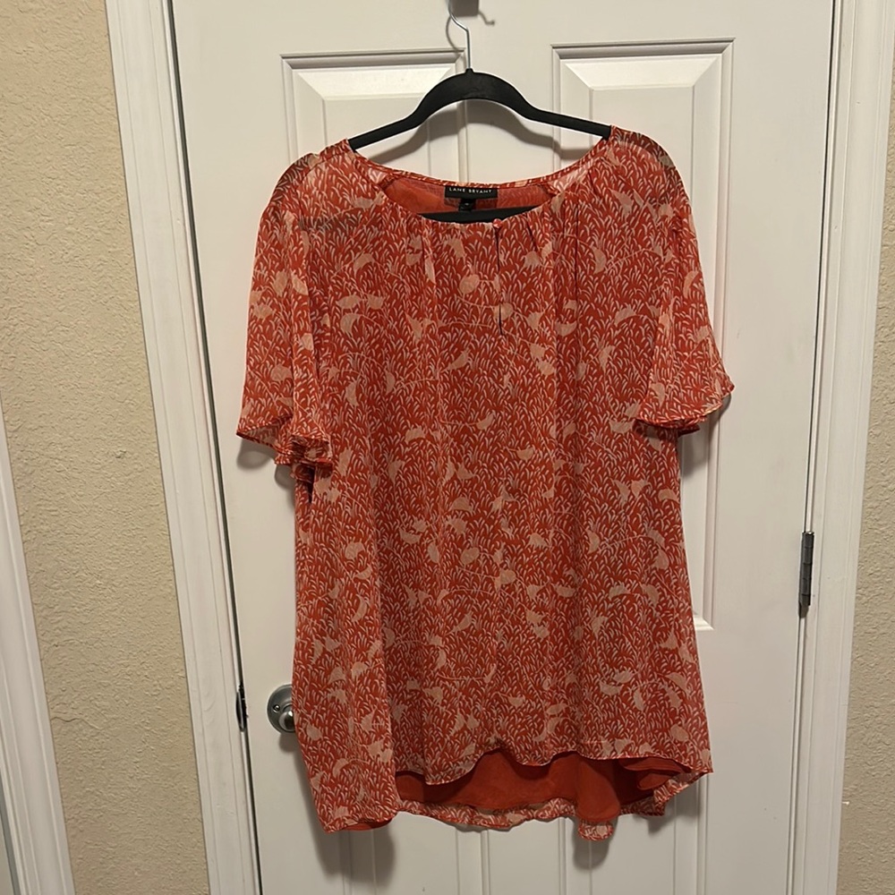 Lane Bryant Coral layered Flutter Sleeve Blouse